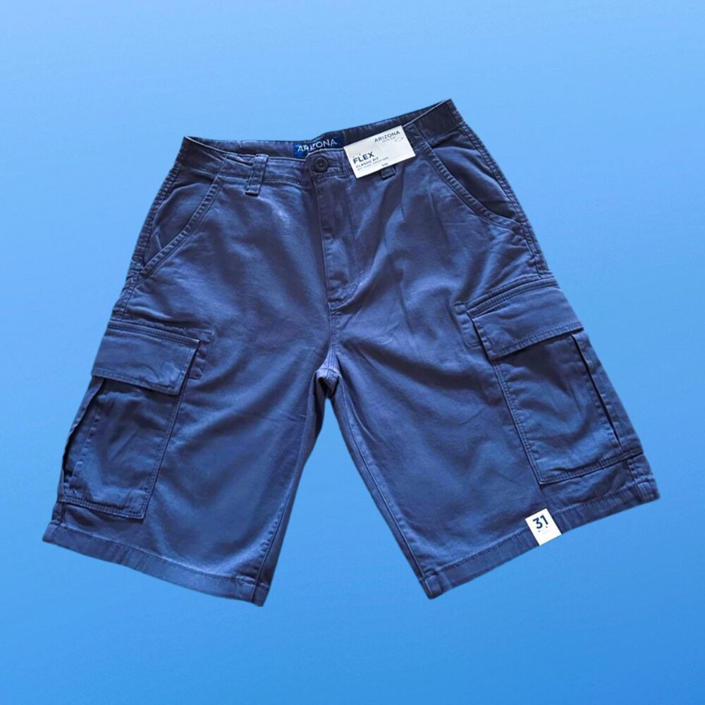Arizona Jeans Shorts Mens Blue Outdoors Chino Utility Cargo Pocket Cotton